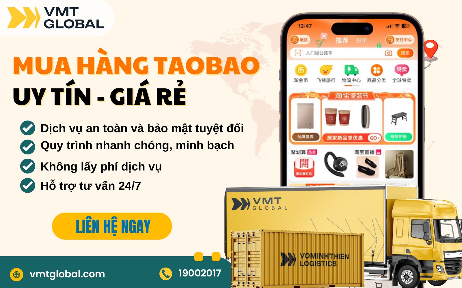 Dịch vụ nhập hộ nguồn hàng Taobao giá sỉ tại VMT Global